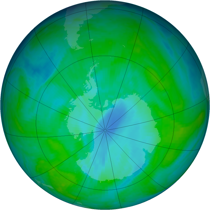 Antarctic ozone map for 18 December 1997